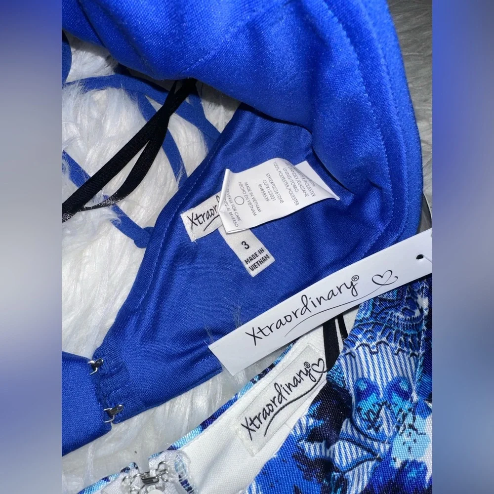Xtraordinary Blue and White Prom Dress - Picture 4 of 16